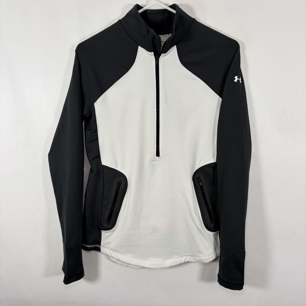 Under Armour Cold Gear Reactor 1/2 Zip Pullover Jacket Womens Small White Gray